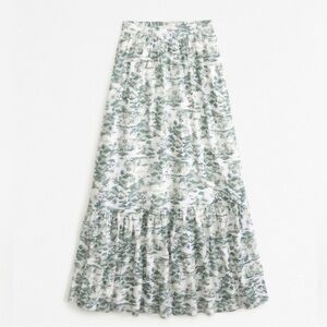 Abercrombie & Fitch Floral Green and White Maxi Skirt XS